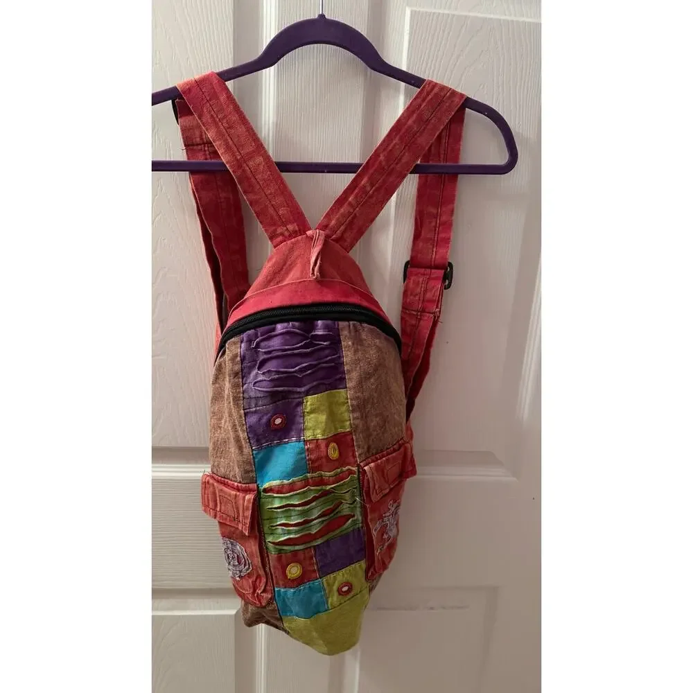 Colorful Handmade Patchwork Boho Backpack 🎨